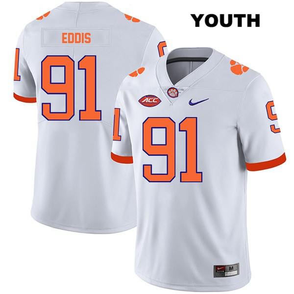 Youth Clemson Tigers #91 Nick Eddis Stitched White Legend Authentic Nike NCAA College Football Jersey CAJ8246RS